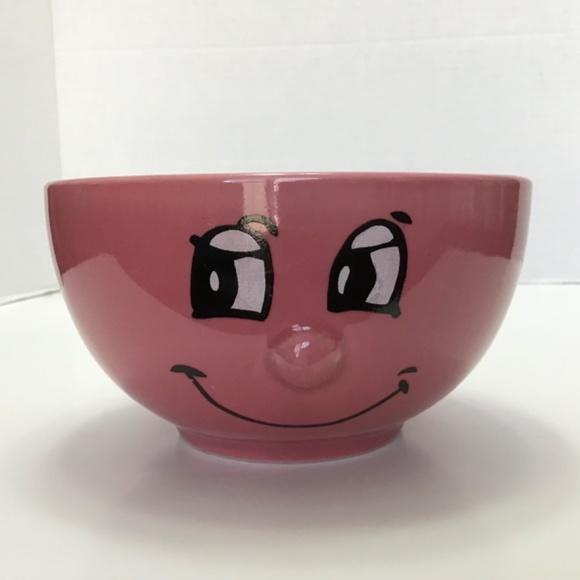 VTG Anthropomorphic 3D Face Bowl Ceramic Bowl With Glossy Finish Pink - Picture 2 of 7